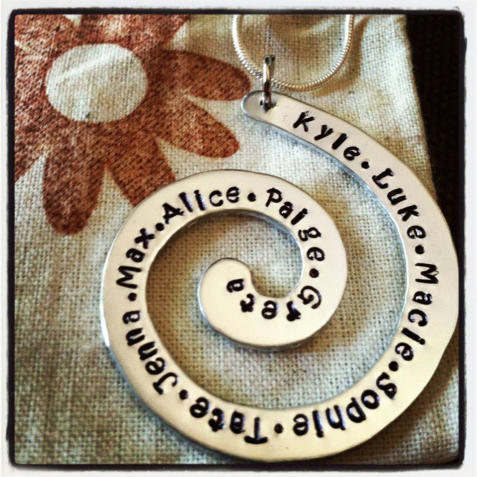 Hand Stamped Aluminum Swirl Necklace