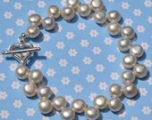 White Freshwater Pearl Bracelet, Real Silver Karen Hill Tribe Heart Clasp, Romantic, Bride, Wedding, Bridesmaid, Gift, Shower, Jewellery UK