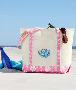 Monogrammed Canvas Tote Beach Bag