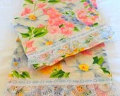 handmade from vintage linen hand towels in a pink and blue floral pattern