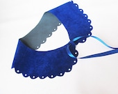 dark blue  shammy leather peter pan collar-Detachable Handmade Peter Pan Collar Necklace-fashion-day simple collar necklace - aynurdereli