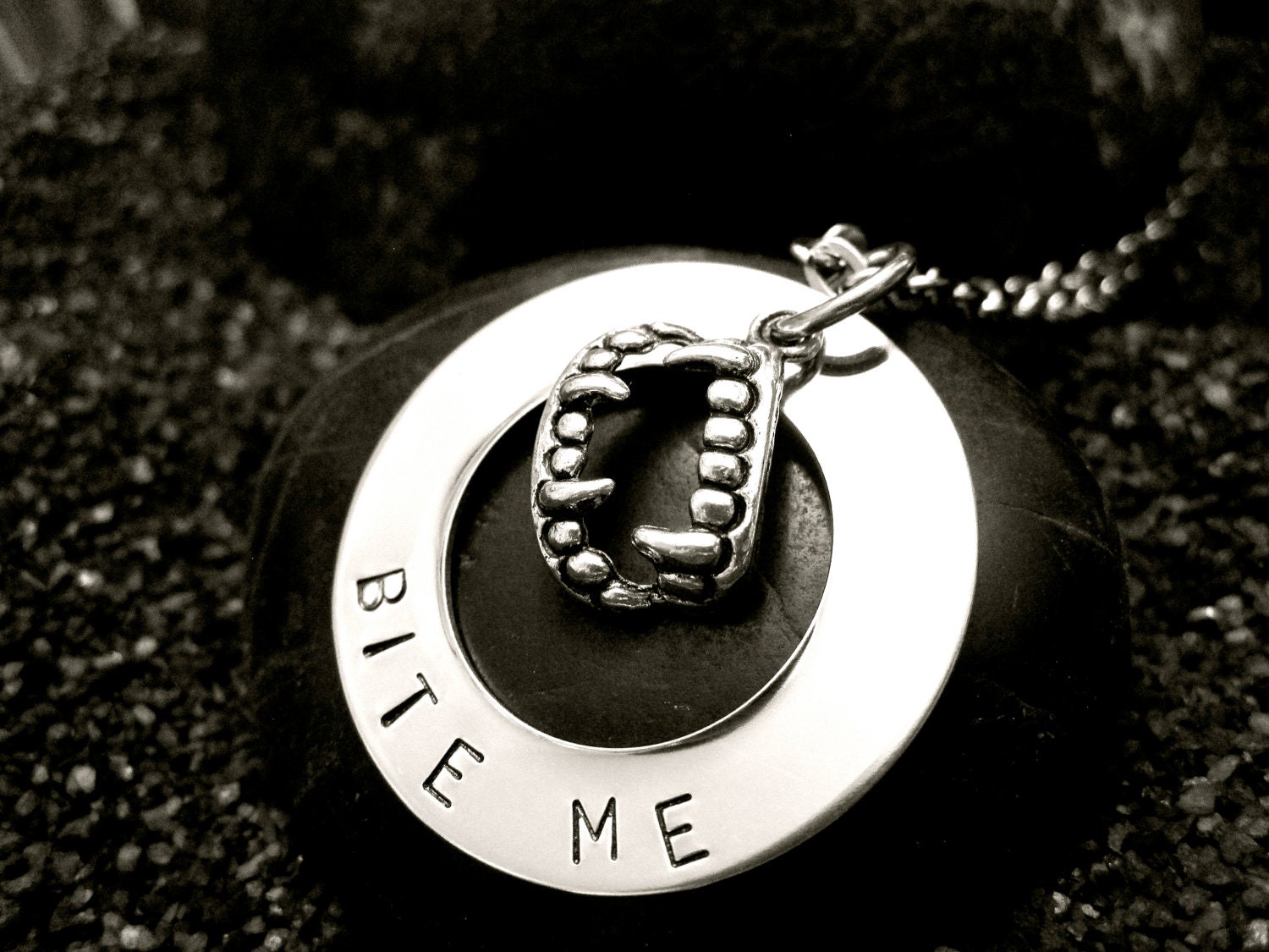 BITE ME vampy steel necklace