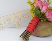 Red Satin Rhinestone Banded Bouquet Wrap