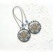 SALE Ornament earrings, blue and mustard,minimalist jewelry