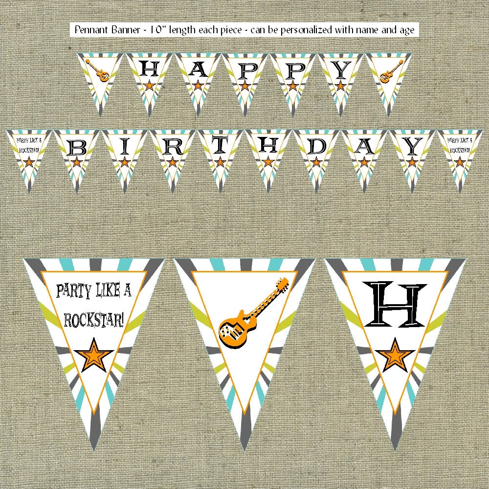 Rockstar Themed Printable Pennant Banner