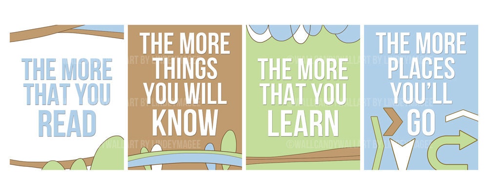 dr. seuss - the more that you read... - boys natural wall art grouping