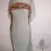 Grey silk dress with brown detail