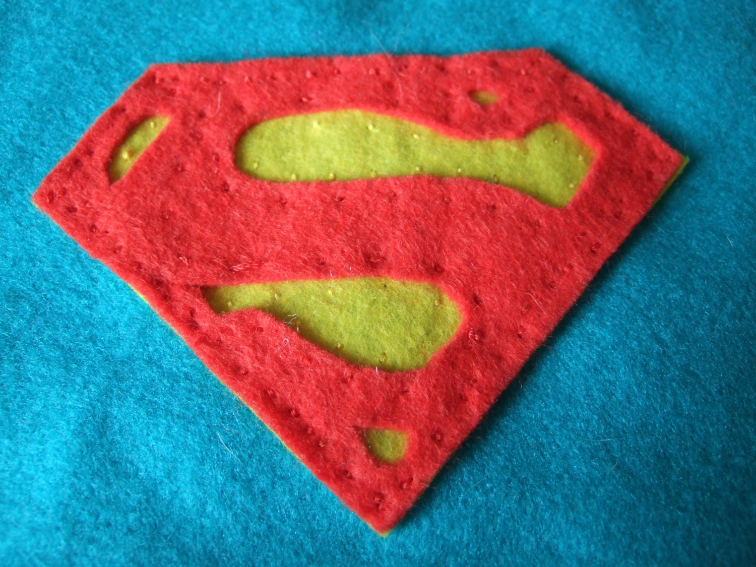 Felt Superman symbol Tic Tac Toe game board, counters & storage case. Hand made