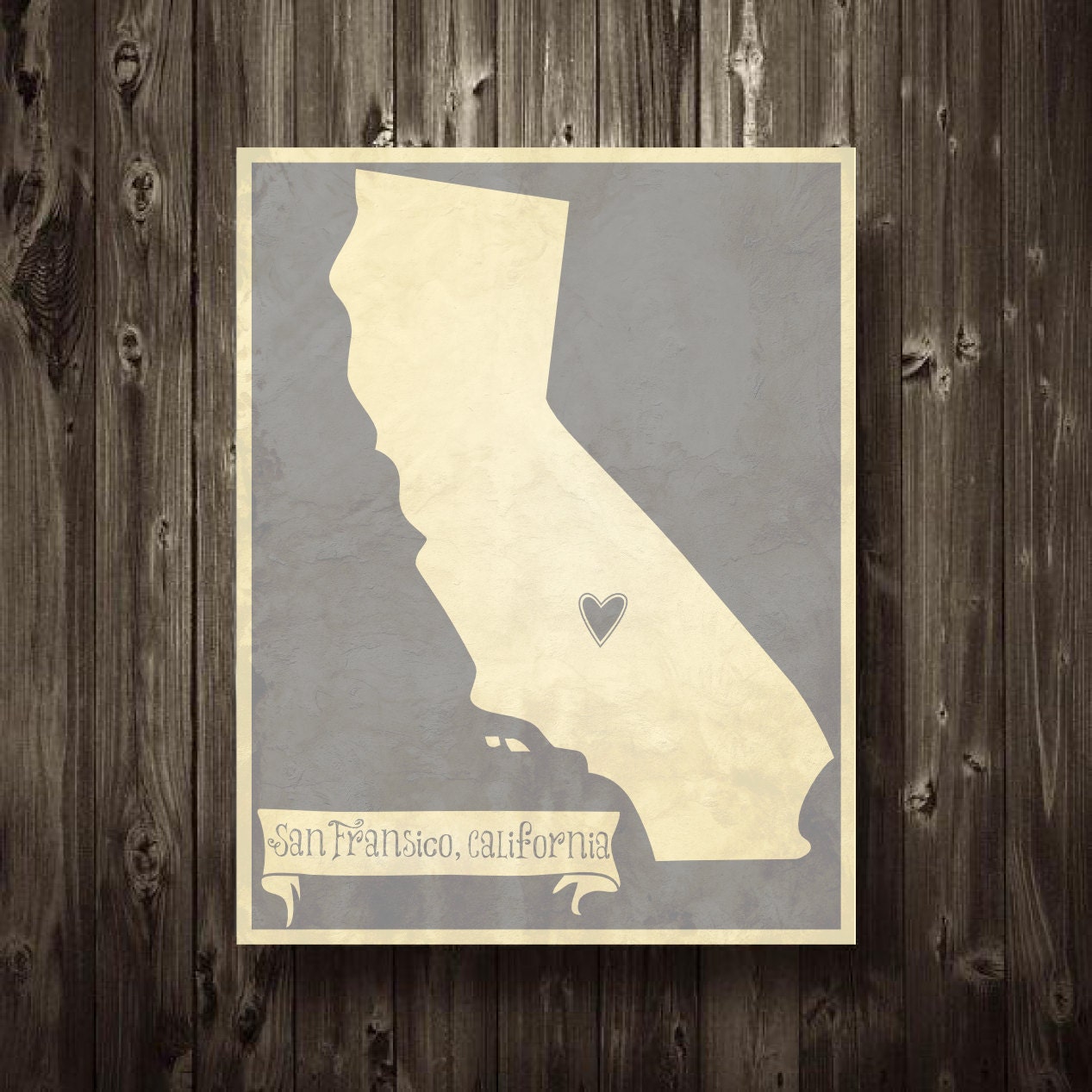 California State Love Custom Digital Art Print 8.5 X 11 Personalized Home Decor