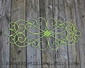 Lime Green Metal Wall Fixture /Distressed Patio Decor /Painted Bright /Outdoor Up Cycled Iron Art /Ornate Design