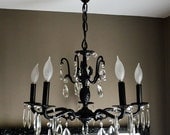 Crystal Chandelier Painted Black - Modern Vintage
