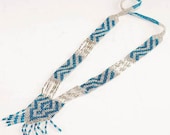 Vintage Chevron Pattern Beaded Necklace - Turquoise
