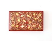 Pretty Vintage Red & Gold Floral Trinket-Jewelry Box