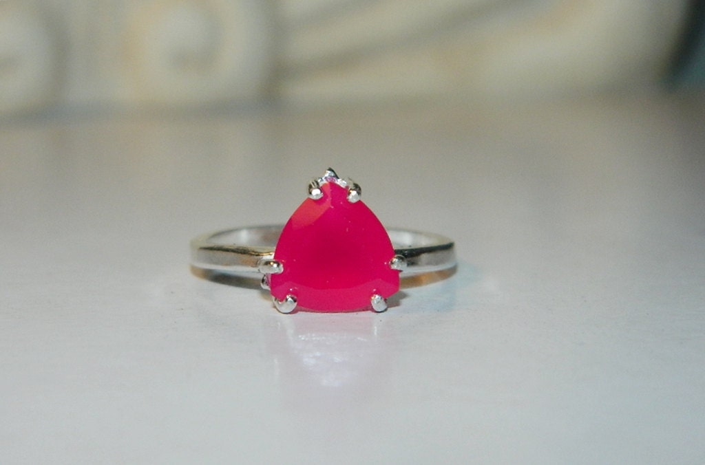 Chalcedony ring trillion cut