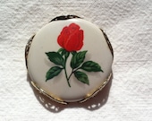 Vintage Red Rose Brooch with Lattice Work