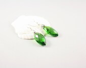 Green Crystal Earrings -Marquise Earrings -Faceted Drop Earrings