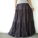 NO.5 Grey Cotton, Hippie Gypsy Boho Tiered Long Peasant Skirt