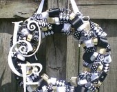 University of Central Florida Knights Ribbon Wreath with Wooden Letters for Tailgating/Birthday Party, or Themed Baby Shower