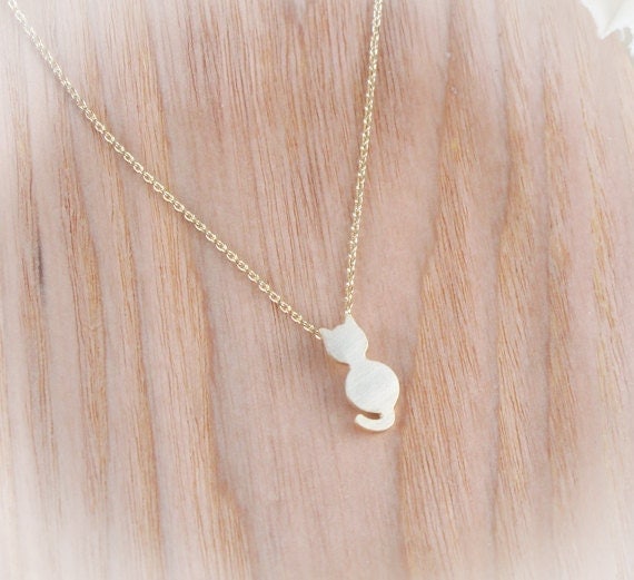 tiny cat necklace in gold / silver
