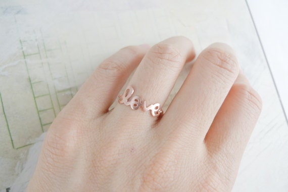 rose gold love ring with twisted ringband us size 5 - 9