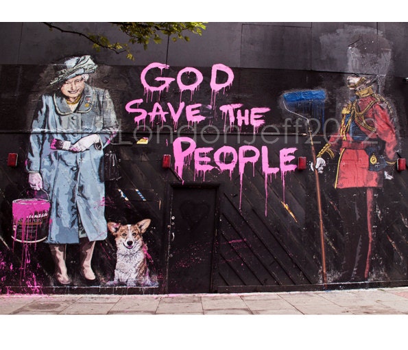 Mr Brainwash. London photo.God save the people.street art.travel photography