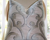 Decorative Throw Pillow - Grey Scroll Pillow - Gray Trellis Geometric Scroll  Pillow Cover - Throw Pillow