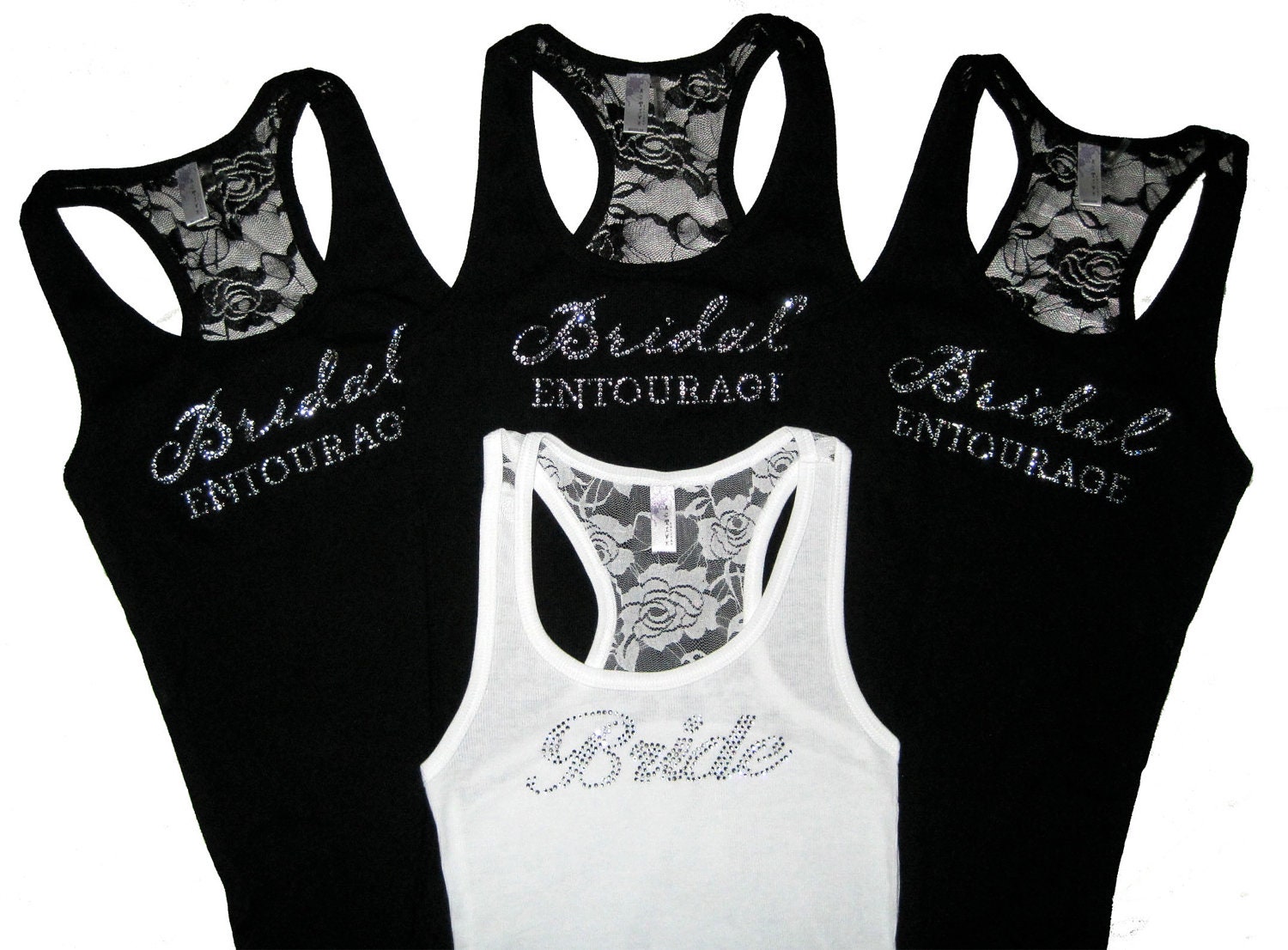 8 Rhinestone Bridesmaid Tank Top Shirts. Bride Tank Top Shirt. Lace Tank Top. Bridesmaid. Maid of Honor. Matron of Honor. Wedding Clothes.