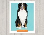 Bernese Mountain Dog Art Print - Dog Art - 8x10