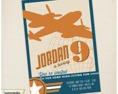 Vintage Airplane Birthday Invitation, Printable