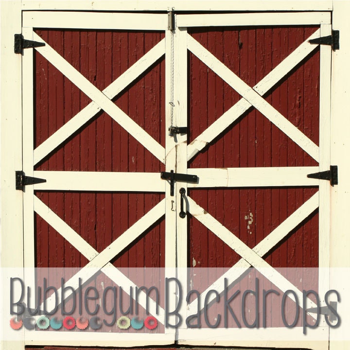 Red Barn Doors - 60" x 60"  - Vinyl Photography  Backdrop Photo Prop