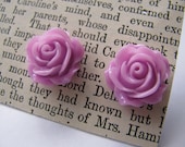 Mauve Rose Cabochon Resin Earrings