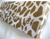 Key Rack and Jewelry Holder  - "Giraffe Print" - White and Brown, Brown and Cream, Giraffe Print, Animal Prints, Animal Wildlife