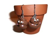 Happy Poo Charm Earrings, Polymer Poo Charms, Poop jewelry, Poop earrings, polymer clay poop, gag gifts, funny jewelry