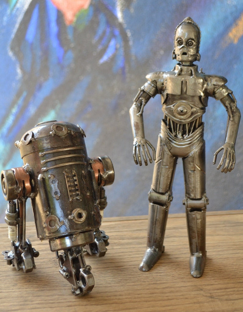 Hand Made C3PO 12" Inches Recycled Scrap Metal Sculpture
