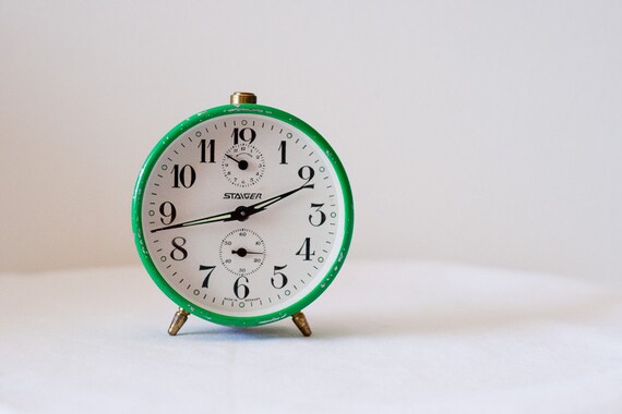 Vintage Green Staiger Alarm Clock from the 1960s Collectible Decor