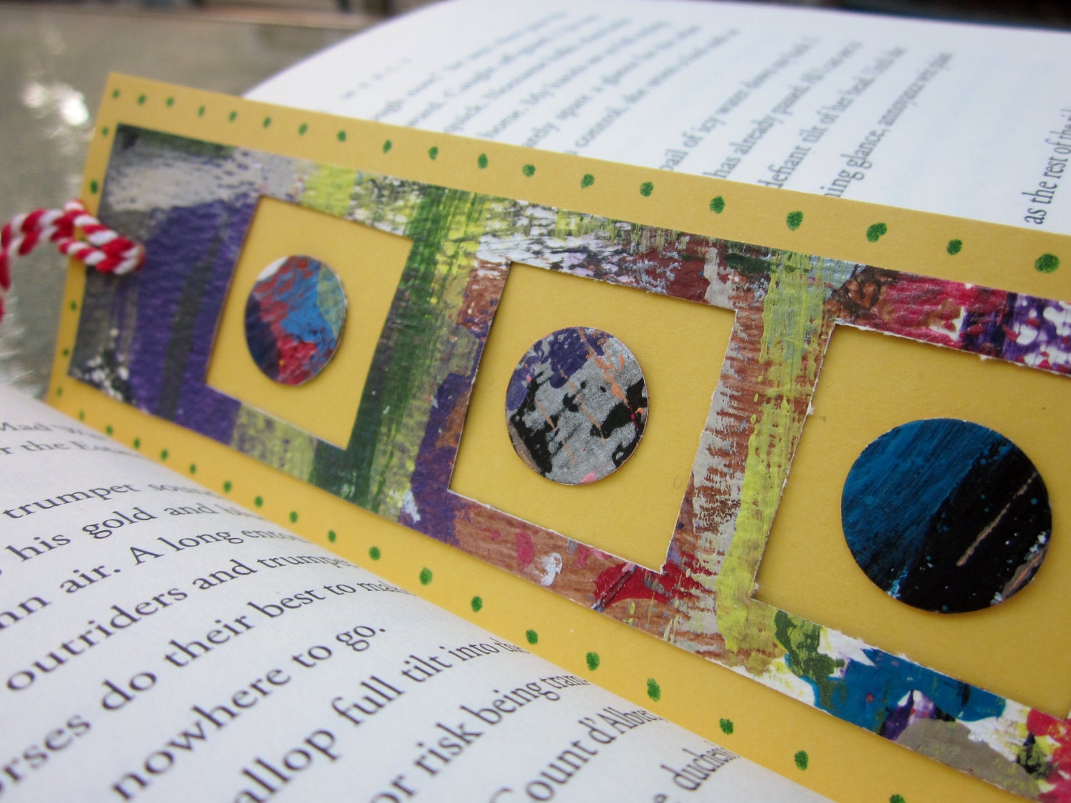 Colorful Cut-out Bookmark: Abstract bookmark, punched paper in pretty windows