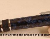 Handmade Guardian Jr Click Pen Chrome, Blue Pearl