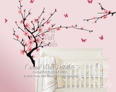 cherry blossom wall decal butterfly wall decals nursery wall decals girl gift wall mural children -tree wall sticker art Z136 cuma