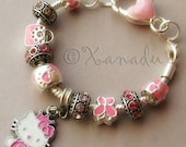 Pink Hello Kitty Princess European Charm Bracelet - Small Girl, Kid, Children Sizes Available