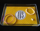 Monogrammed Personalized Scallop Pattern Acrylic/Lucite Tray