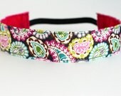 Navy Paisley Non-Slip Headband - 1.5"