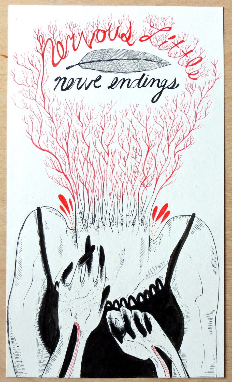 Nervous Little Nerve Endings, original ink drawing
