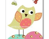 Art for Kids Room Baby Girl Nursery Room Decor Baby Nursery print 8" x 10" Girl Print owl decoration green rose owl decor