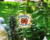 Garden Decor Hand Painted Butterflies Welcome Sign- Wooden