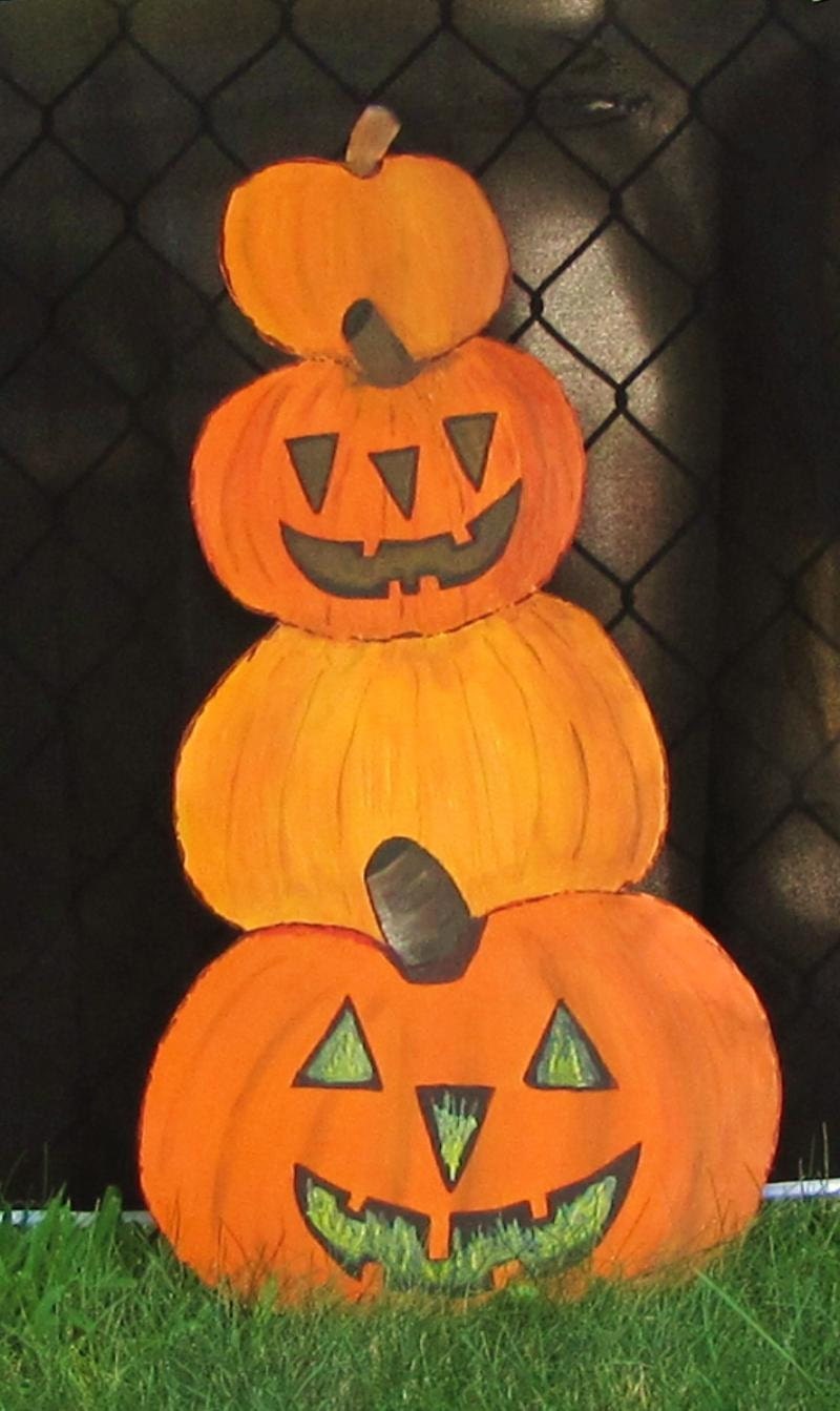 Outdoor Halloween Sign- Stacking Pumpkins- Metal