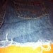 Denim Cut up Distressed Waisted Faded Blue Denim Mini Skirt with Orange Stitching Jean Skirt