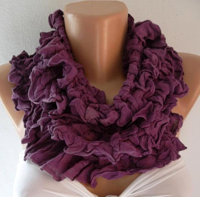 Purple Infinity Scarf Loop Scarf Cotton Scarf....small size infinity