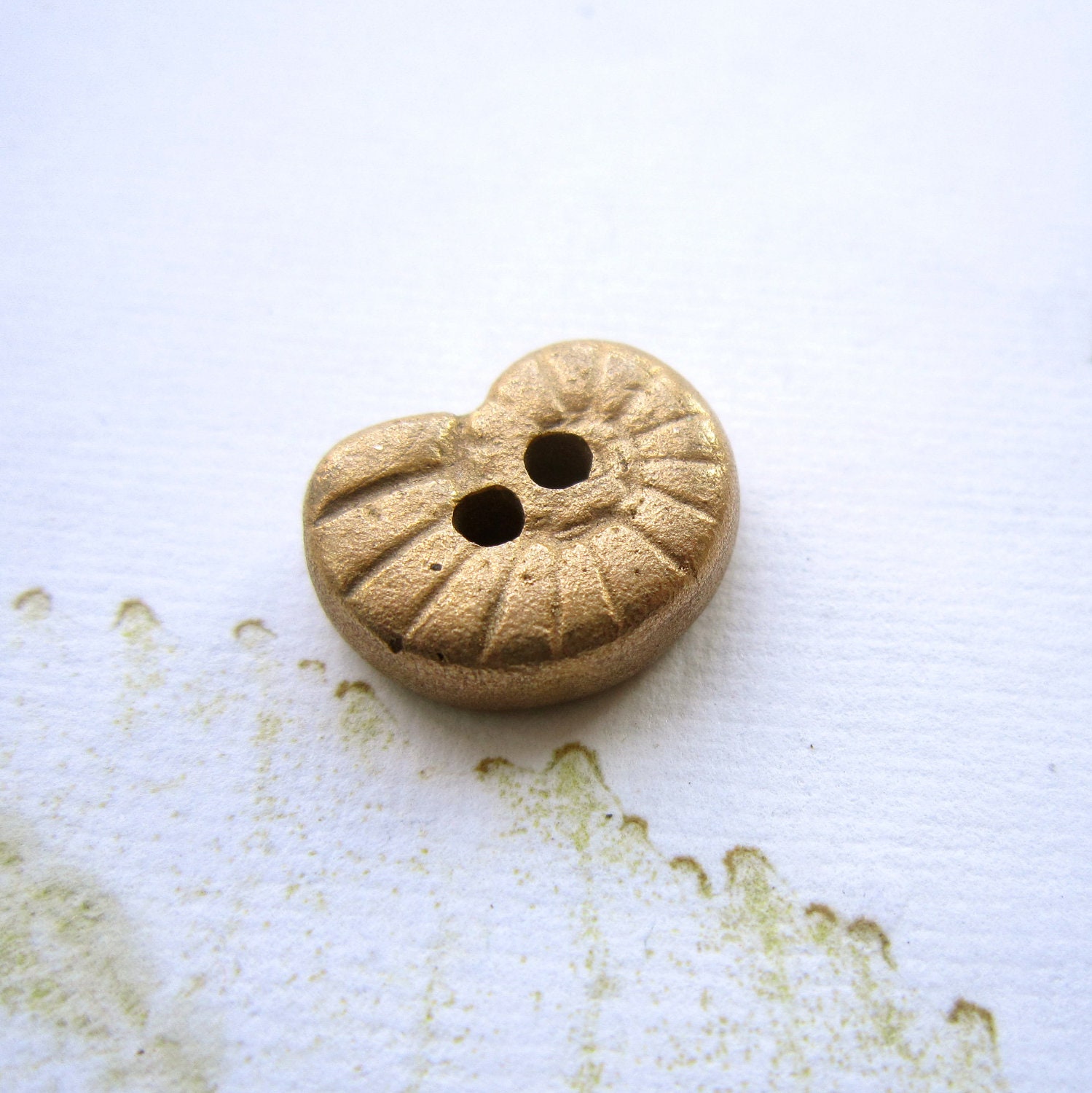 Handmade ammonite button, Button closure, Bronze  button,  - 1 single