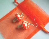 Awesomely Orange Magical Mushroom Earrings
