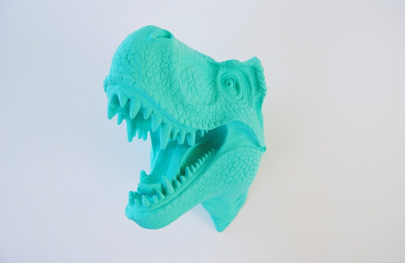 The Crowley - Turquoise Resin T-Rex Head- Trex Resin Turquoise Faux Taxidermy- Chic & Trendy